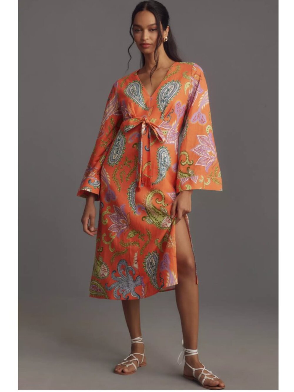 Farm Rio x Anthropologie Bell-Sleeve V-Neck Dress